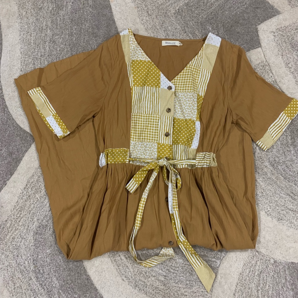 ROOLE yellow checkered dress